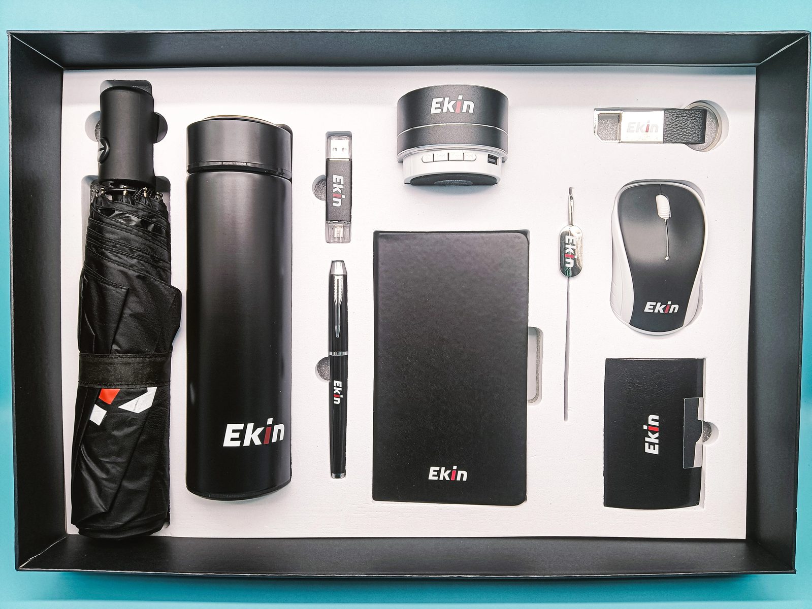 Premium Corporate Gift Set with Stainless Steel Bottle, Umbrella & Tech Accessories