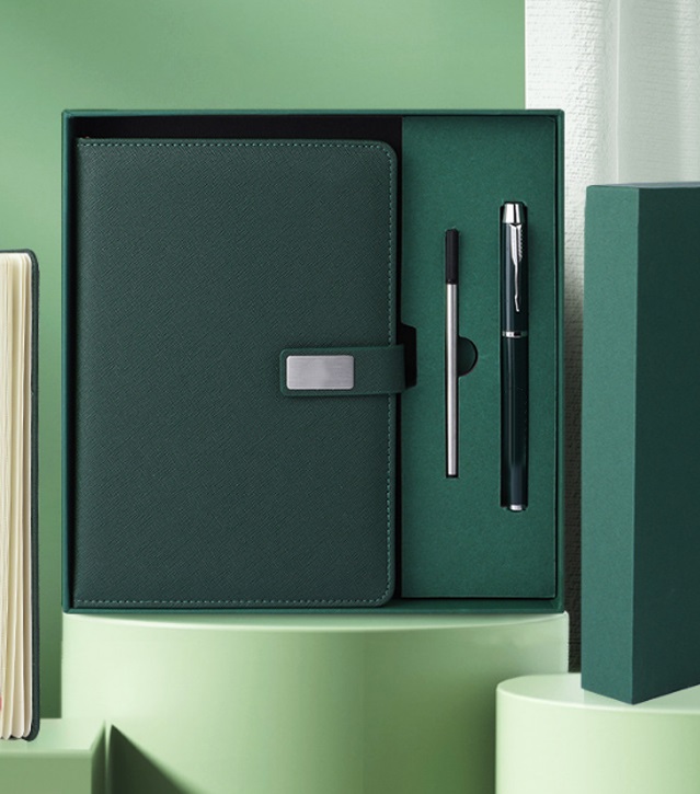 A5 Perfect Binding Notebook and Metal Pen with Additional Refill Gift Set