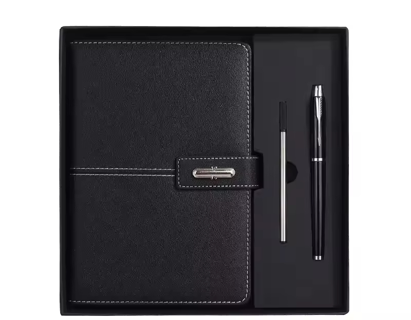 A5 Perfect Binding Notebook and Metal Pen with Additional Refill Gift Set