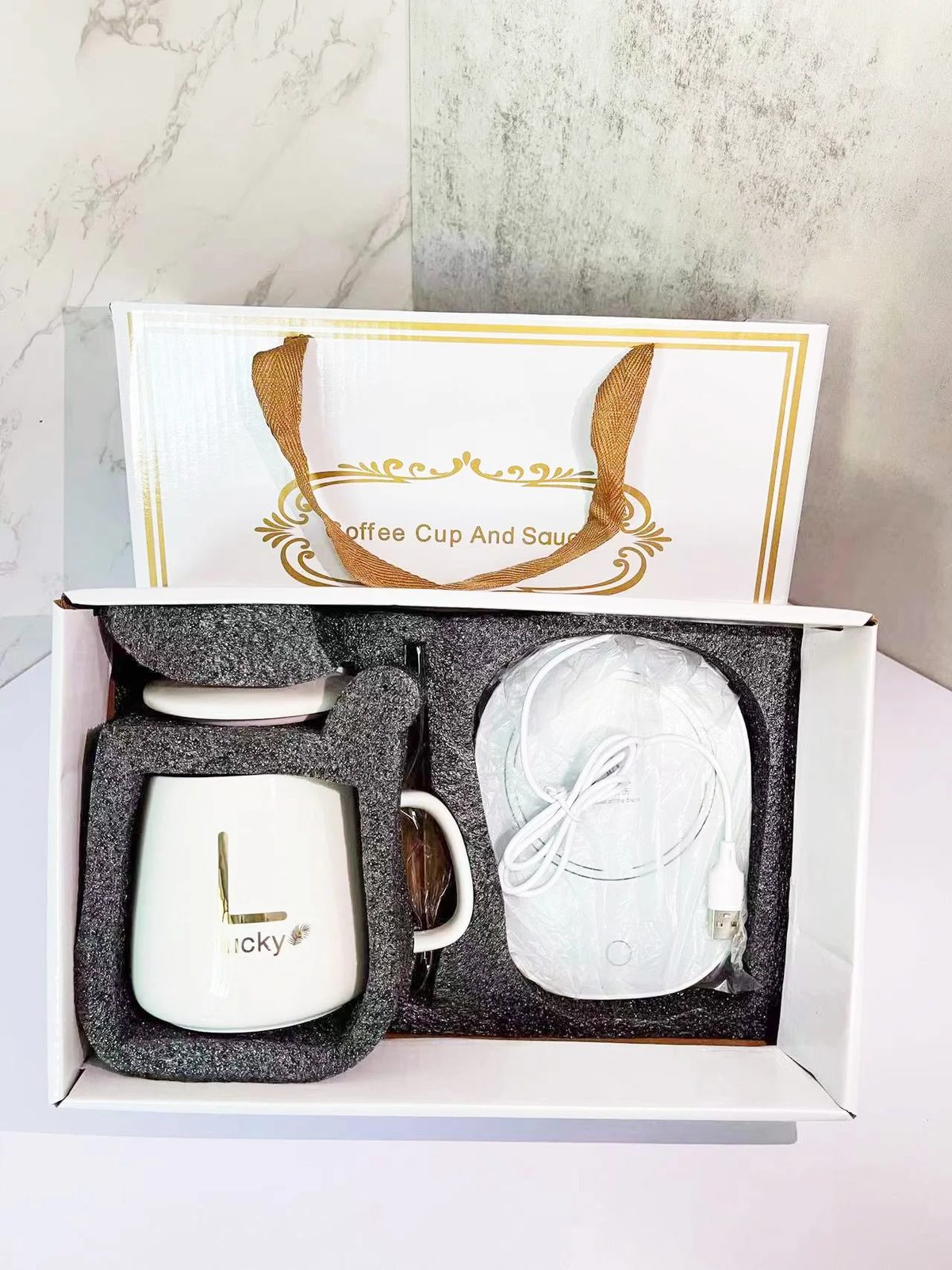 Coffee mug with 55 degree heater Gift Set gallery 5