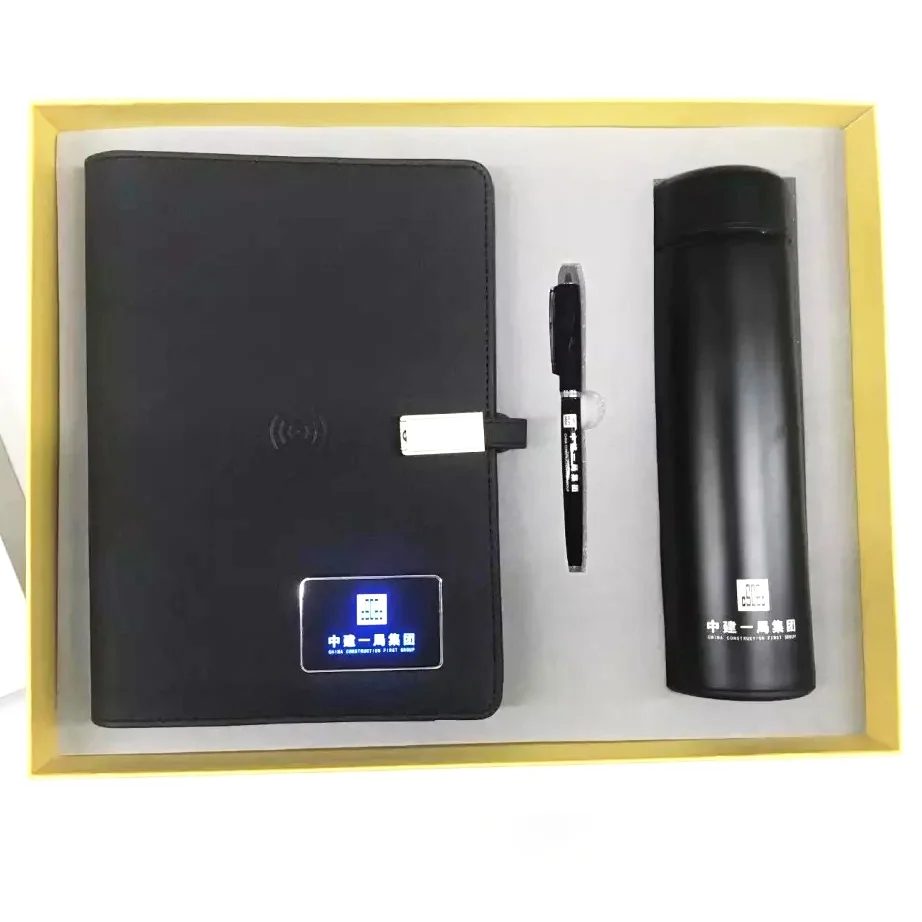 Power bank notebook: 8,000mAh + light up logo 7 colors + wireless charger 5W + USB 16GB Gift Set