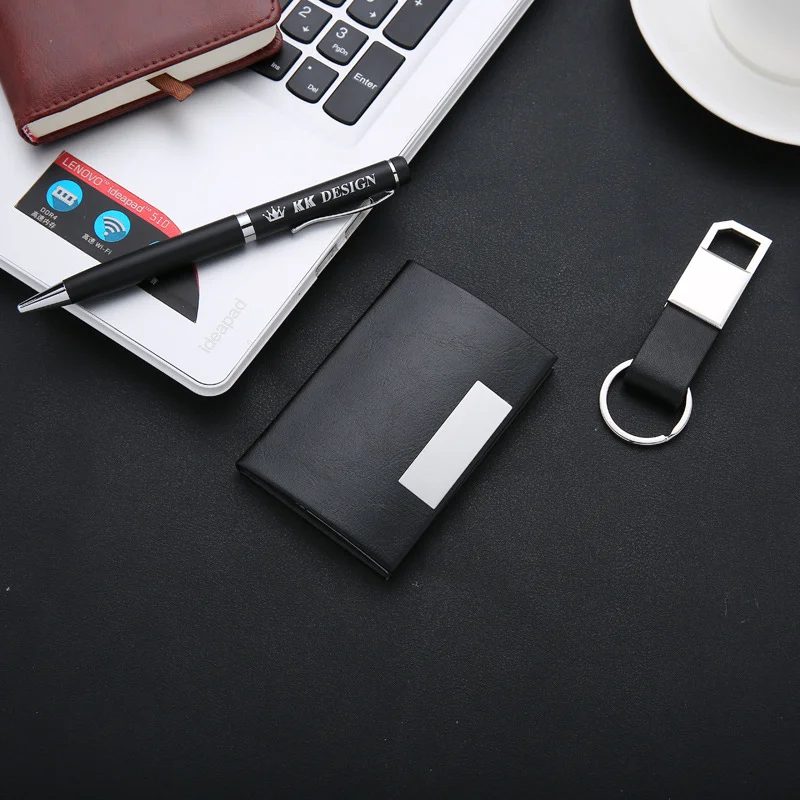PU + Metal Card Holder, Metal Pen and PU + Metal USB 16GB Gift Set gallery 1