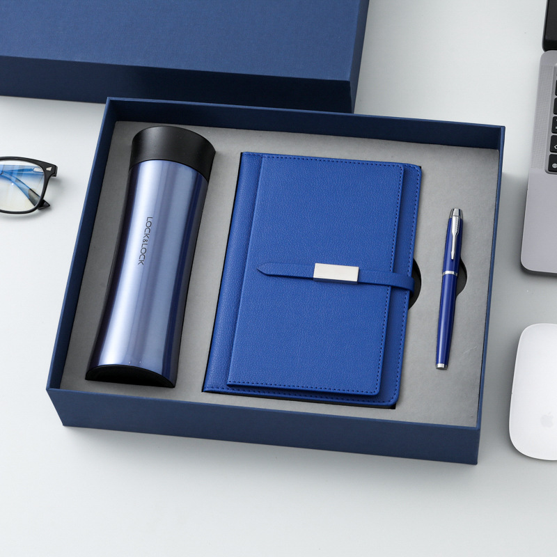 Original Lock&Lock 304 Stainless Thermos Bottle, A5 Perfect Binding Notebook and Metal Pen Gift Set