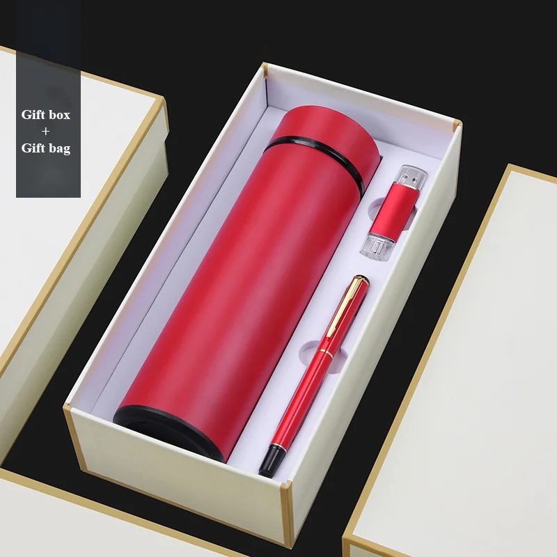 304 Stainless Steel Bottle, Metal Pen and USB Flash Drive 16G Gift Set gallery 3