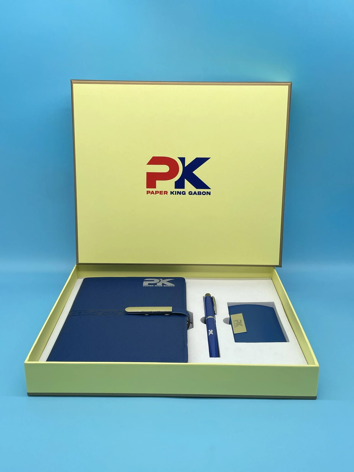 A5 Perfect Binding Notebook, PU + Metal Cardholder and Metal Pen Gift Set