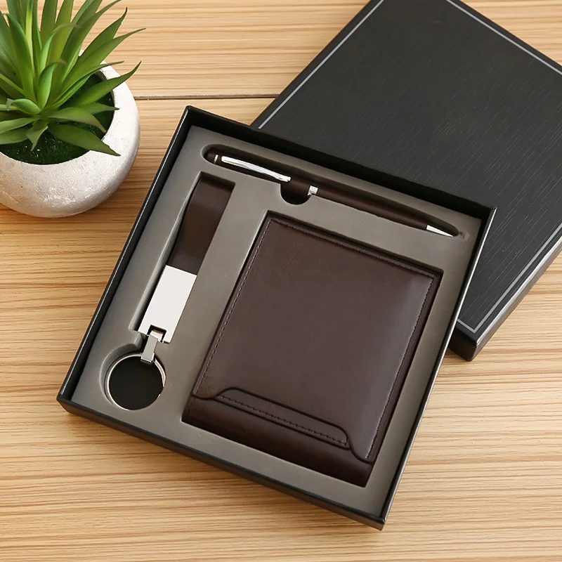 Metal + PU Keychain, Metal Pen and PU Wallet Gift Set gallery 4
