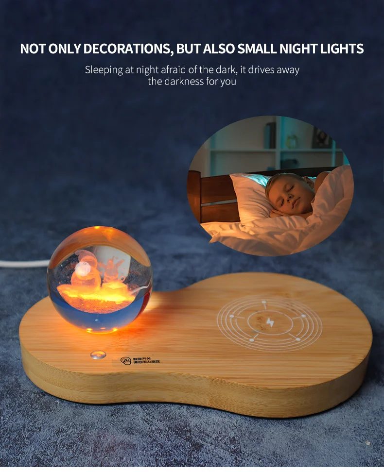 Wood wireless charger with 3D logo inside the ball Gift Set gallery 5