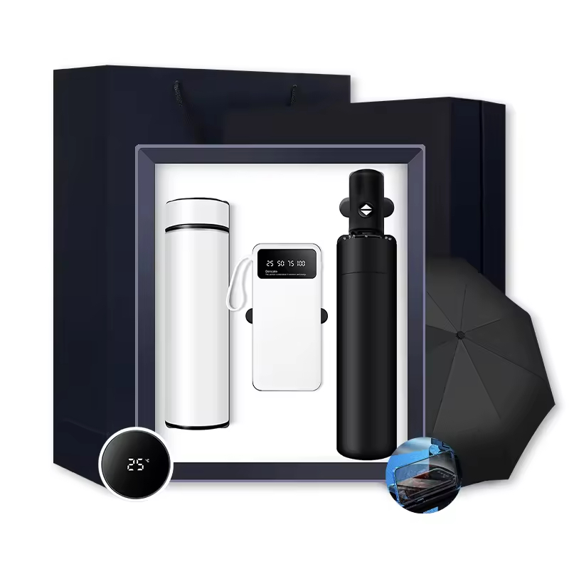 Bottle with Temperature Display, Power Bank 10,000mAh and Umbrella Gift Set