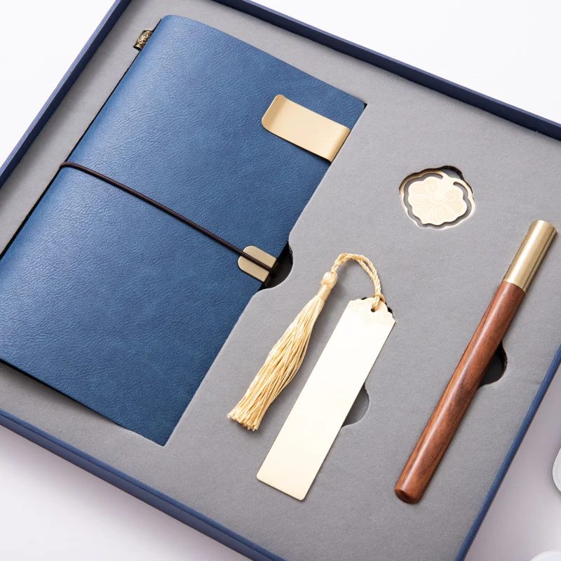 A6 Account Notebook, Brass Buckle, Brass Bookmark and Wood + Metal Pen Gift Set gallery 2