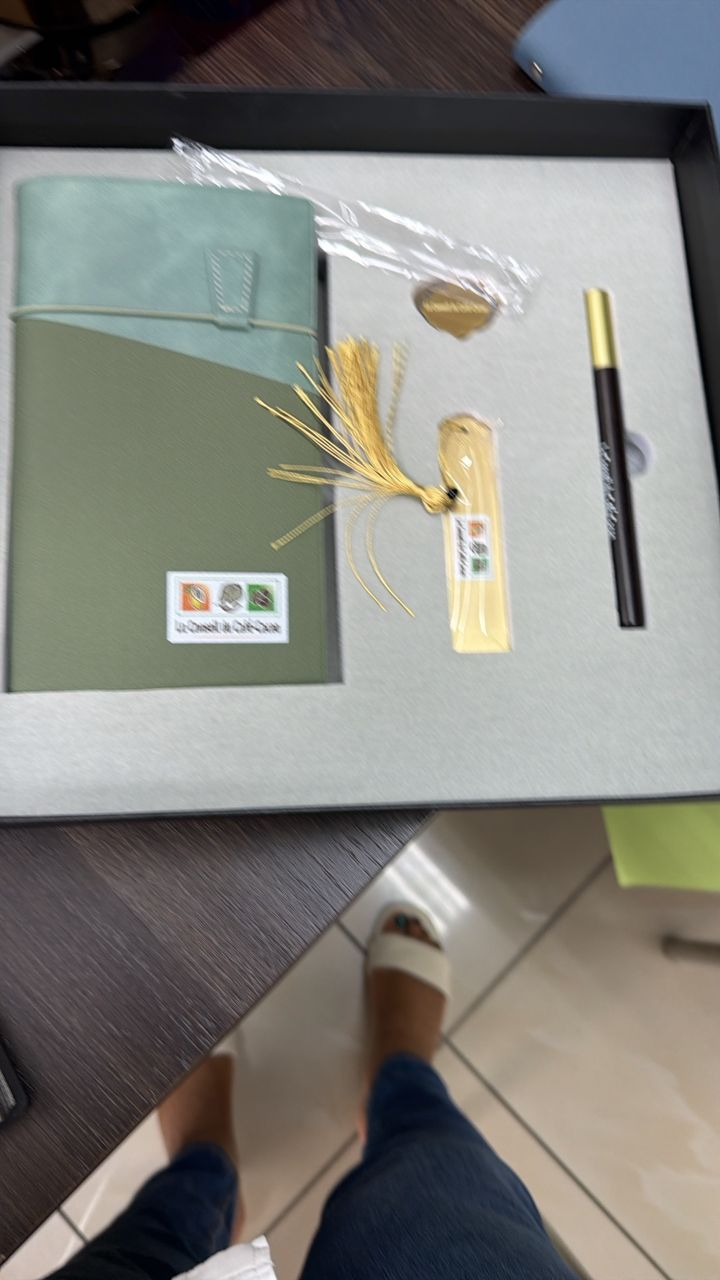 A7 Loose-Leaf Account Notebook & Brass Accessory Gift Set with Wood & Metal Pen