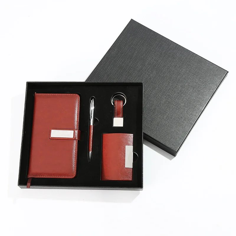 A6 Perfect Binding Notebook, Metal Pen, PU + Metal Keychain and Card Holder Gift Set gallery 4