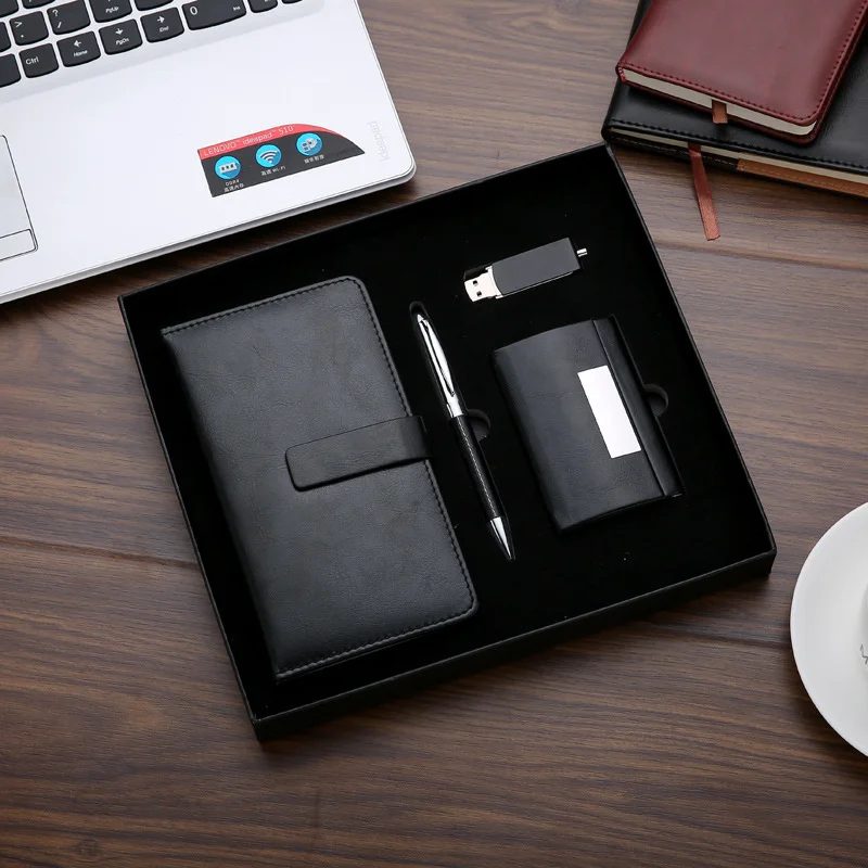 A5 Notebook, Metal Pen, 16GB USB Flash Drive & PU Card Holder Corporate Gift Set