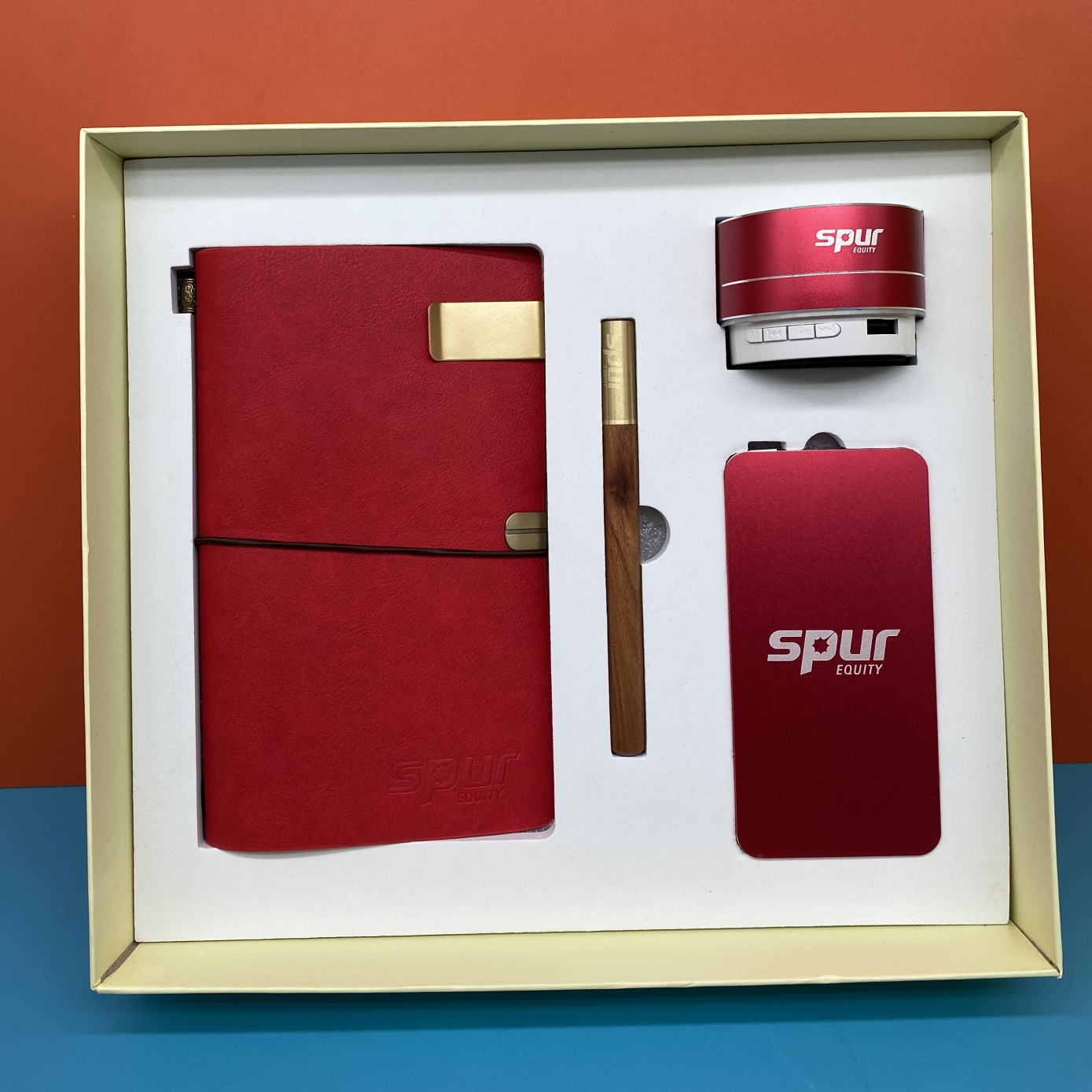 Wireless Speaker, A6 Account Notebook, Power Bank 5,000mAh and Metal Pen Gift Set