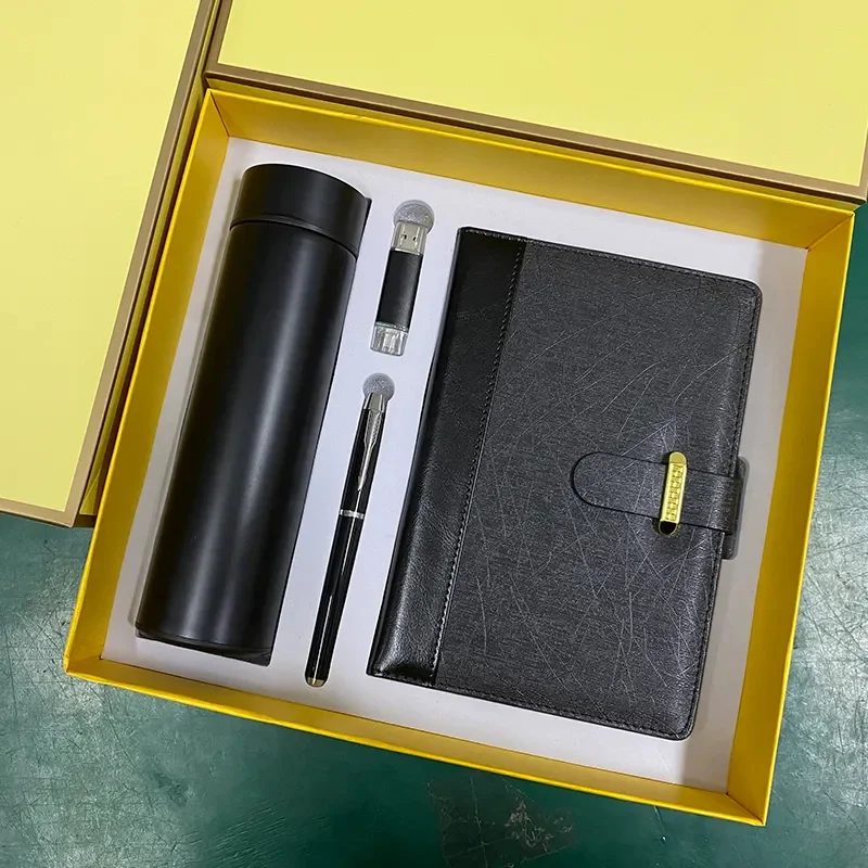 A5 Perfect Binding Notebook, Type C + PC OTG U Disk 16GB, Metal Pen and 304 Stainless Steel Bottle Gift Set