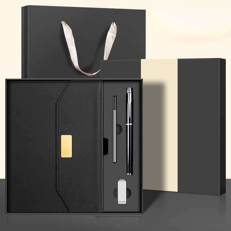 A5 Perfect Binding Notebook, U Disk 16GB, Metal Pen and Pen Refill Gift Set