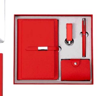 A5 Perfect Binding Notebook, Cardholder, PU + Metal Keychain and Metal Pen Gift Set gallery 1