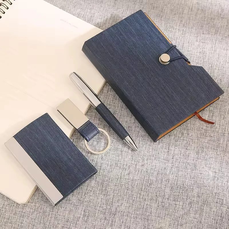 A5 Perfect Binding Notebook, Cardholder, PU + Metal Keychain and Metal Pen Gift Set gallery 2