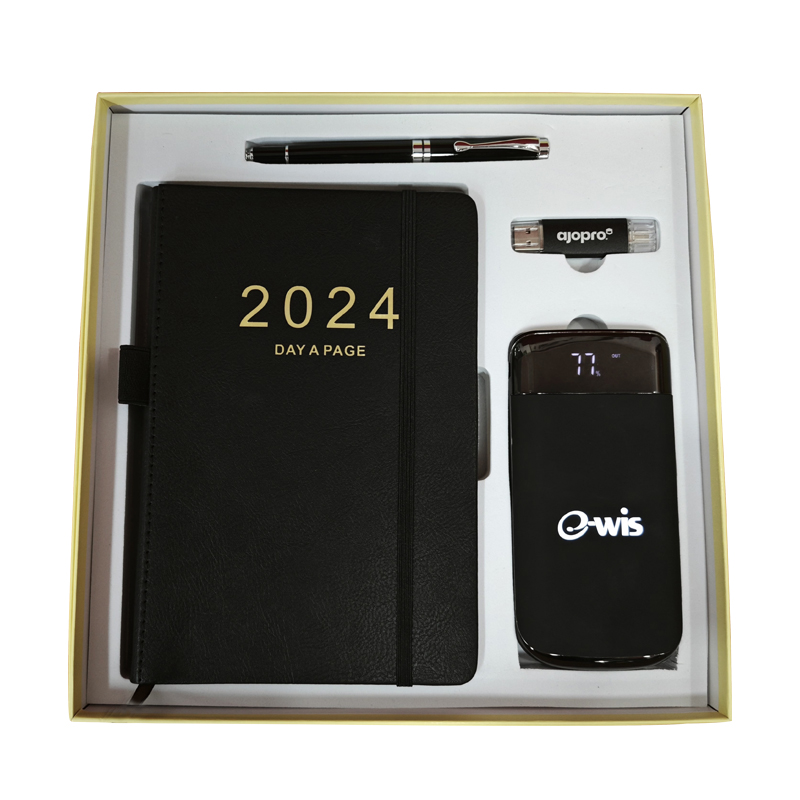 A5 Notebook, Metal Pen, OTG USB 16GB & 10,000mAh Power Bank Gift Set
