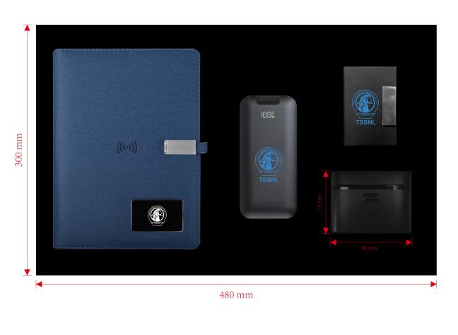 Corporate Gift Set with 20,000mAh Power Bank, Notebook & Wireless Charger