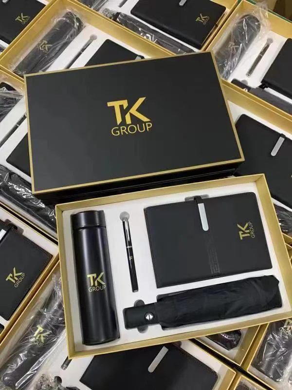 304 Stainless steel bottle without temperature display, Metal pen, Umbrella and A5 perfect binding notebook gift set gallery 5
