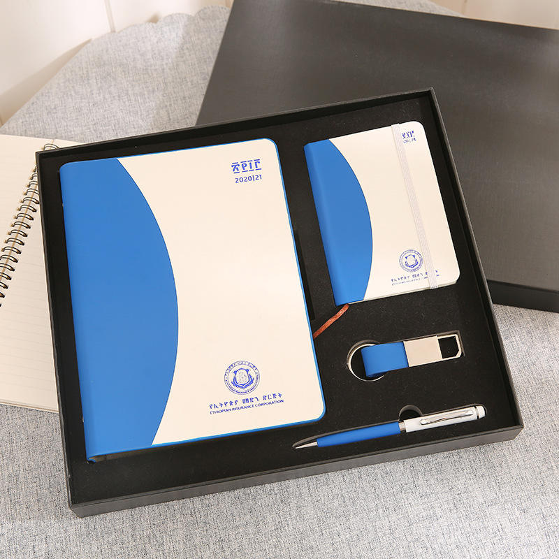 A7 Pocket Notebook, Metal + PU Keychain, Metal + PU Pen and A5 Perfecting Binding Notebook Gift Set