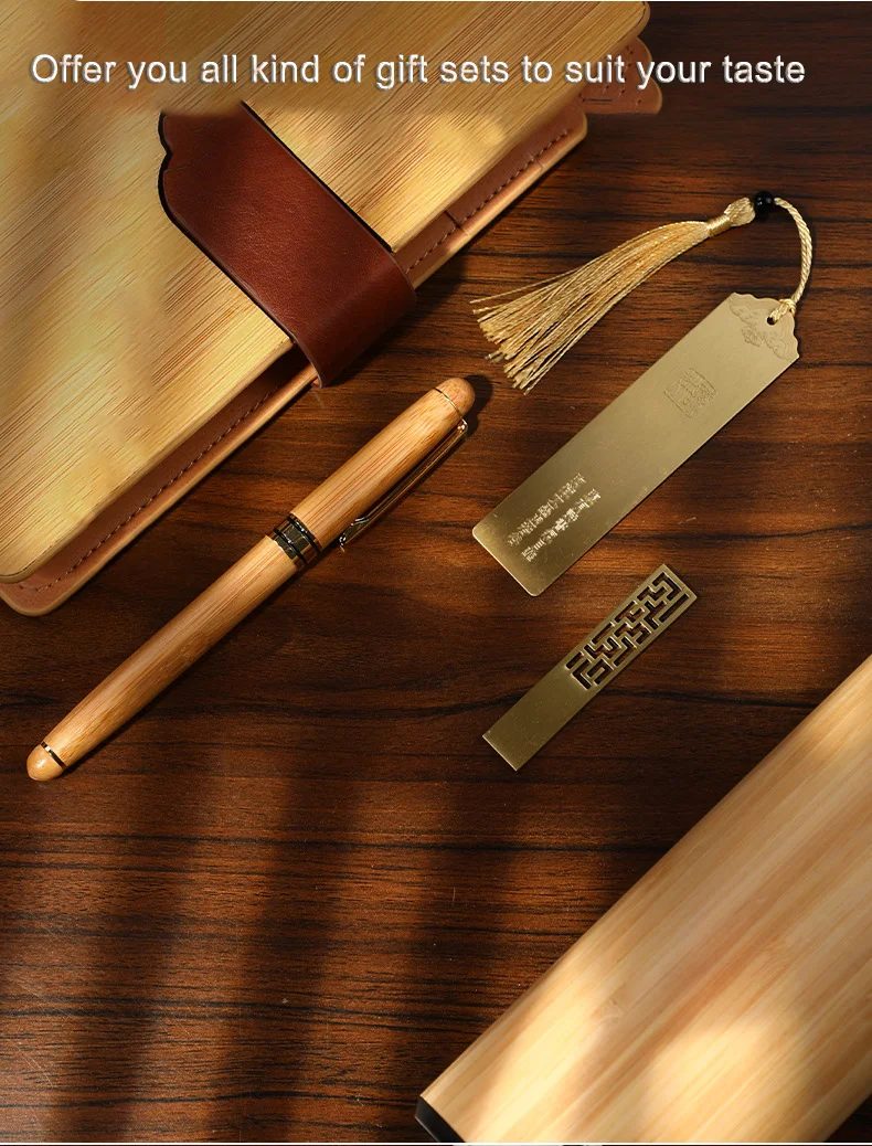 Bamboo A5 Notebook, Wood Pen, Metal U Flash Drive 16GB, Bookmark and Bamboo Thermos Cup Gift Set gallery 2