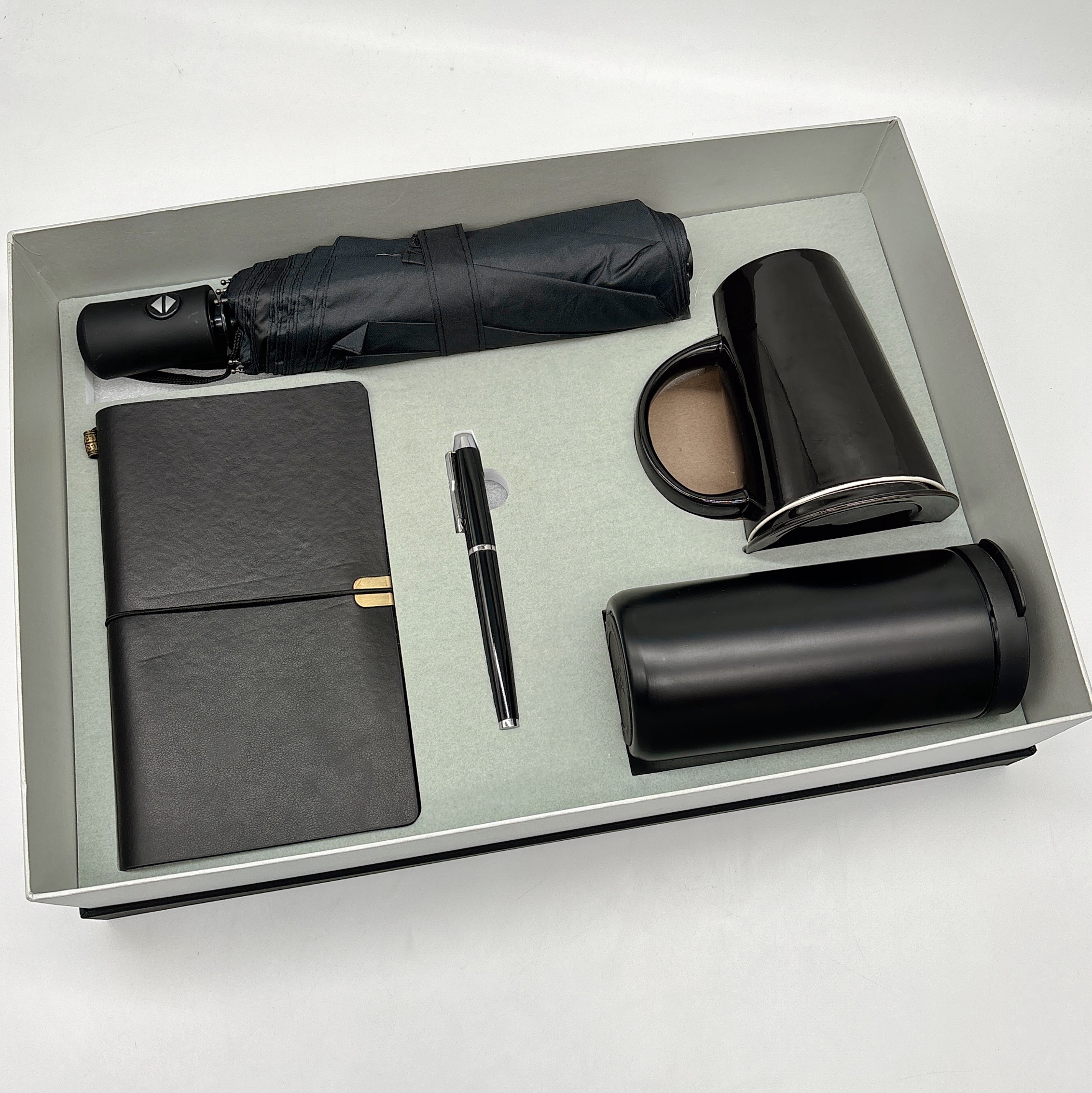 Premium Corporate Gift Set with Stainless Steel Bottle, Umbrella & Notebook