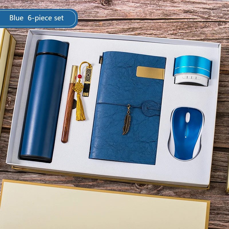 Premium 6-Piece Corporate Gift Set with Stainless Steel Bottle, 16GB USB Drive & Bluetooth Speaker