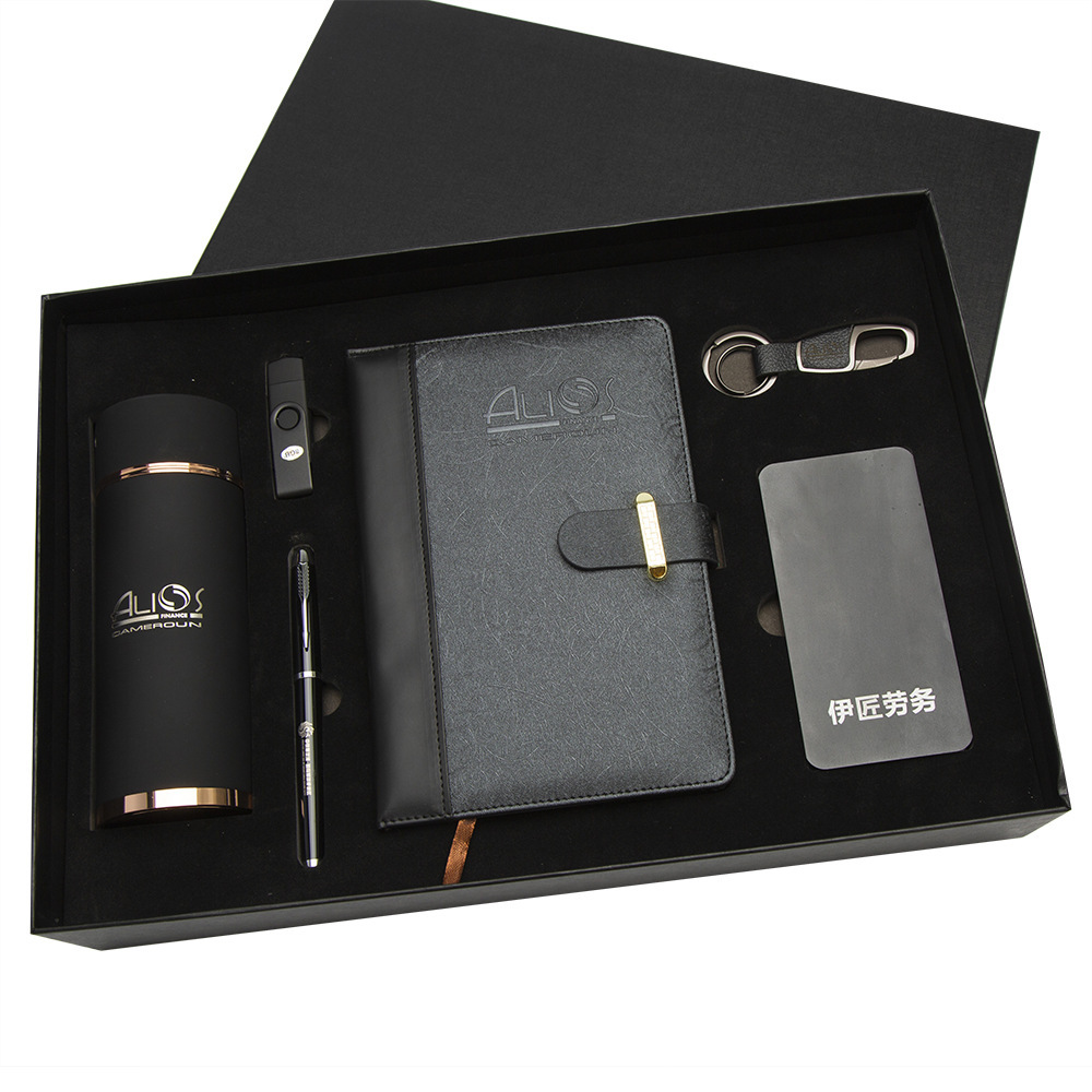 Premium Corporate Gift Set with Stainless Steel Bottle, Power Bank & Notebook