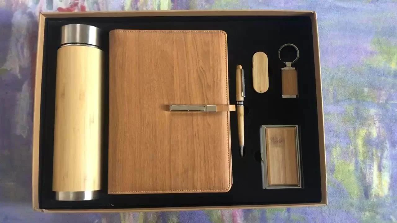 Wooden Executive Gift Set with Temperature Display Bottle and Accessories gallery 1
