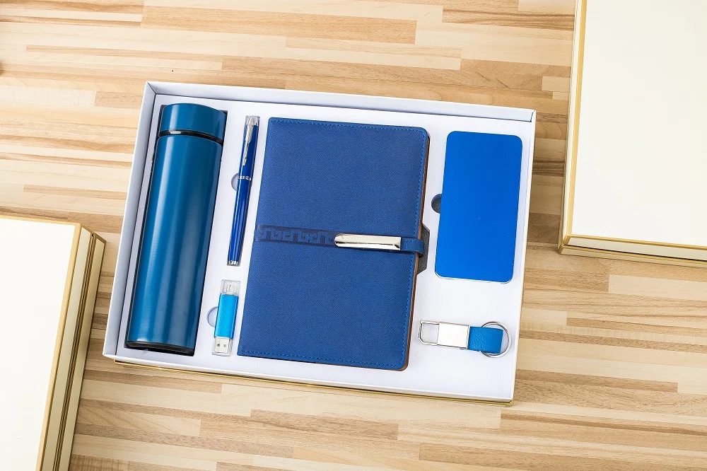 Custom Corporate Gift Set with Stainless Steel Bottle, Power Bank & Notebook