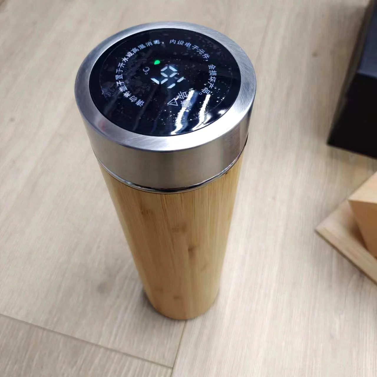 Wooden Executive Gift Set with Temperature Display Bottle & Wireless Charging Station gallery 5