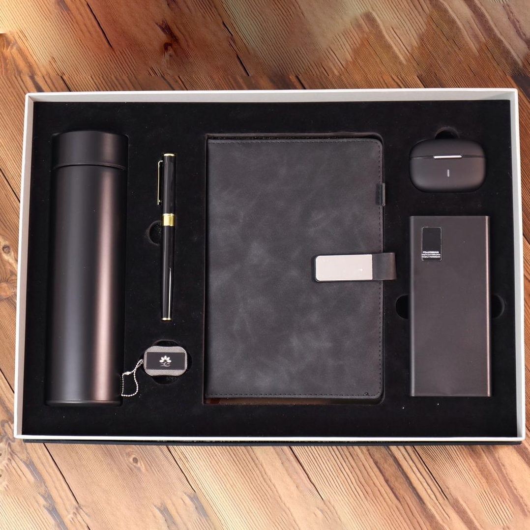 Corporate Gift Set with Stainless Steel Bottle, Power Bank & Notebook