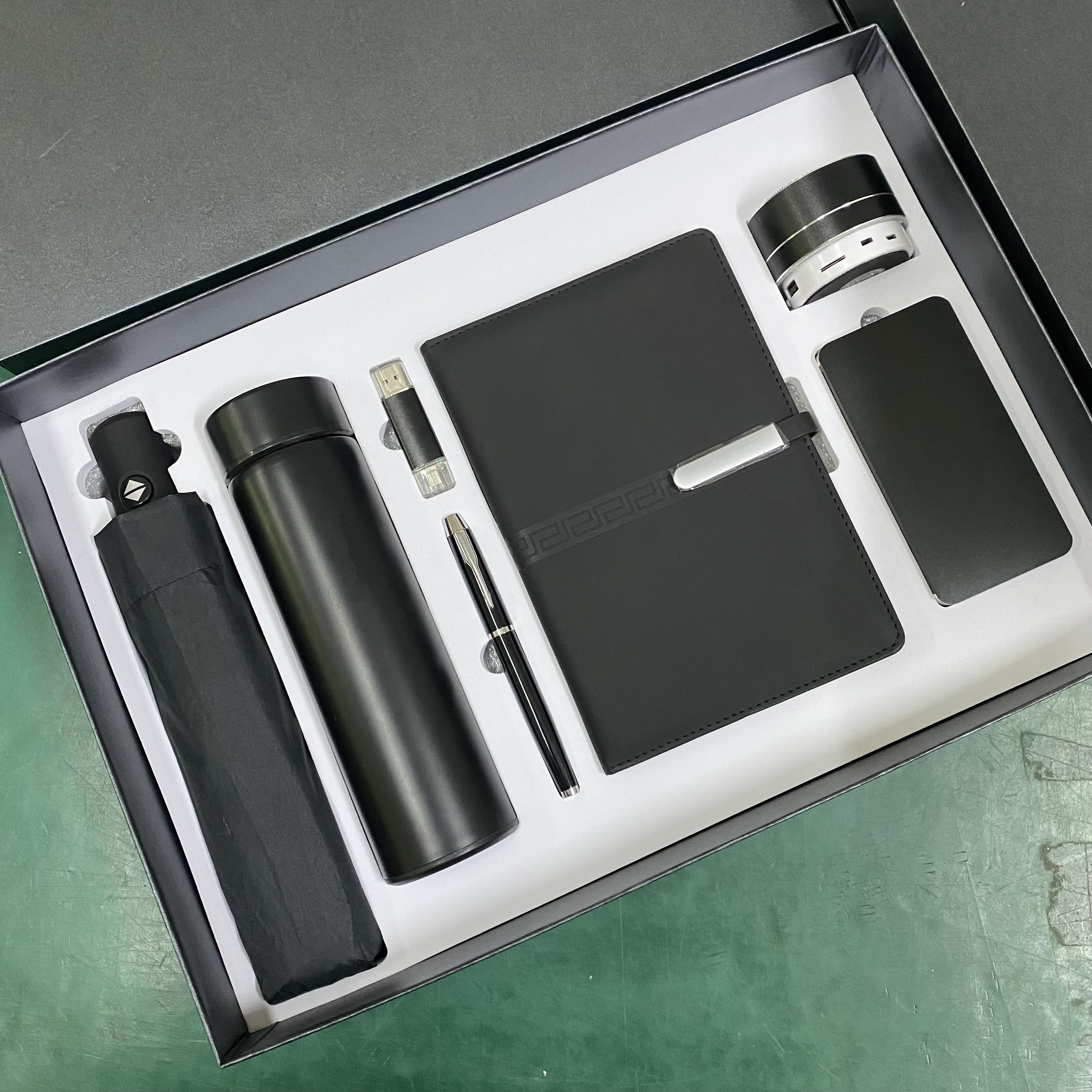 Premium Corporate Gift Set with Stainless Steel Bottle, Umbrella, and Tech Accessories