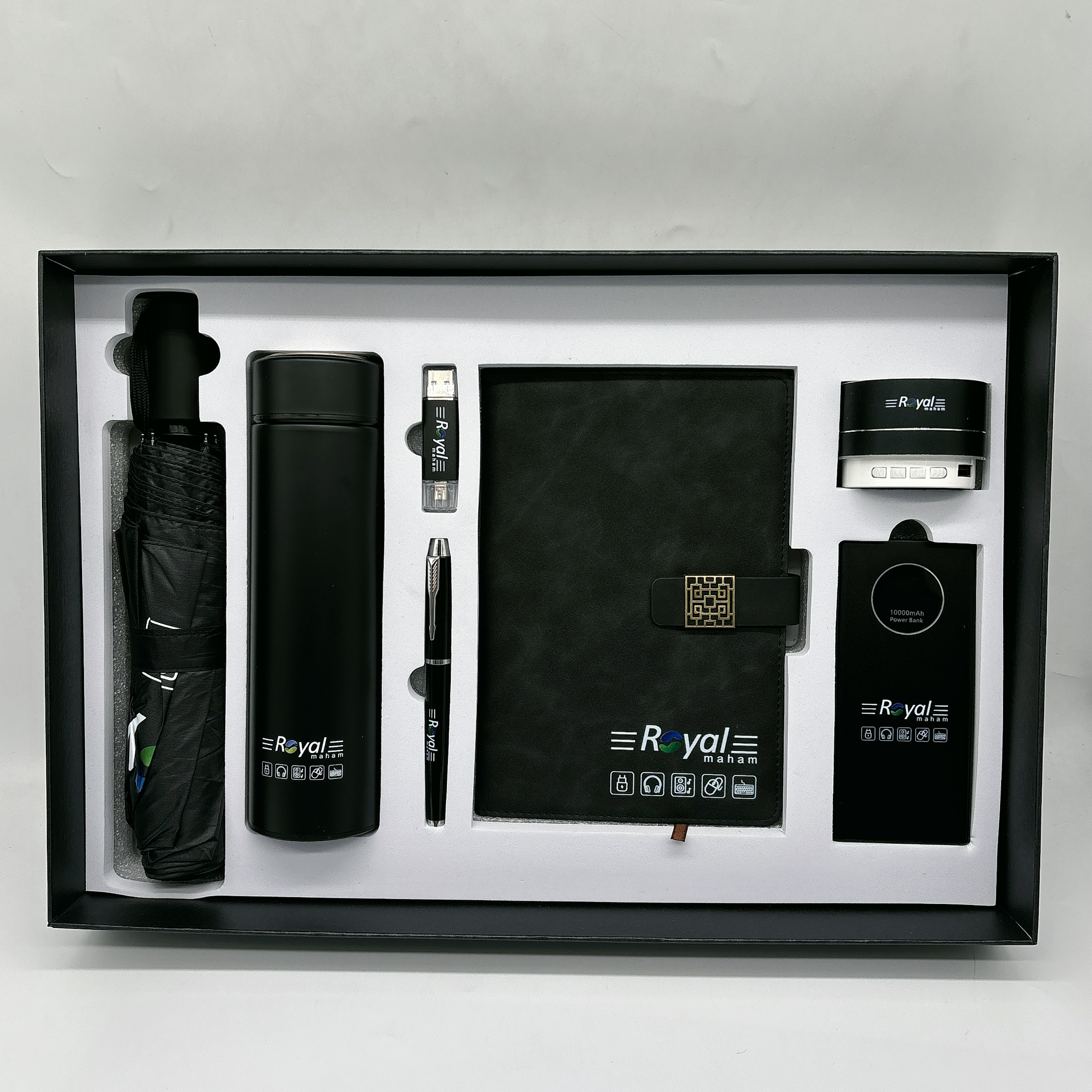 Premium Corporate Gift Set with Stainless Steel Bottle, Umbrella, Power Bank & More