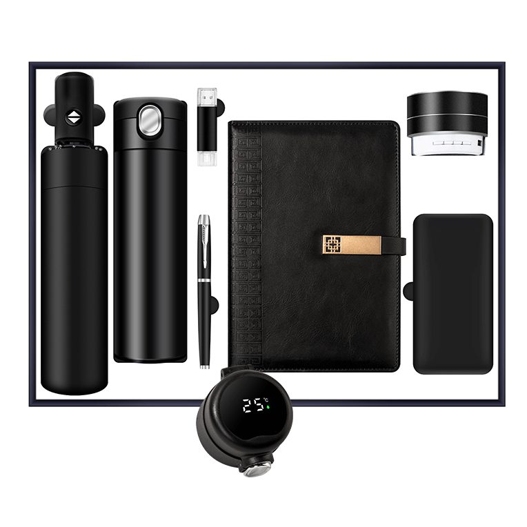 Premium 7-Piece Corporate Gift Set with Stainless Steel Bottle, Umbrella & Tech Accessories