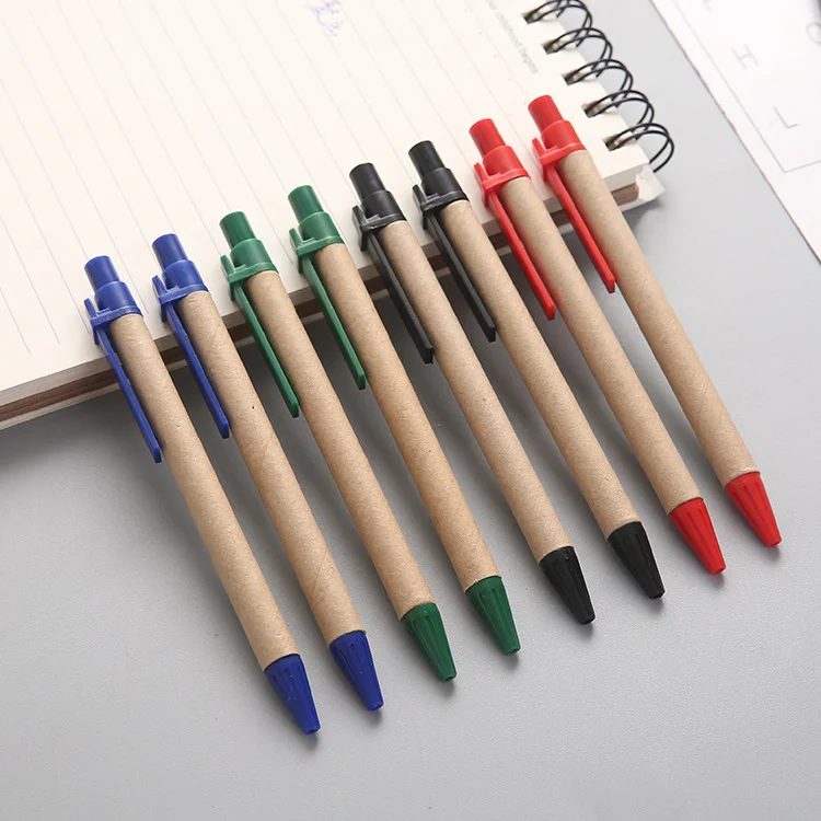 paper kraft ball pen with 1.0 black or blue ink gallery 4