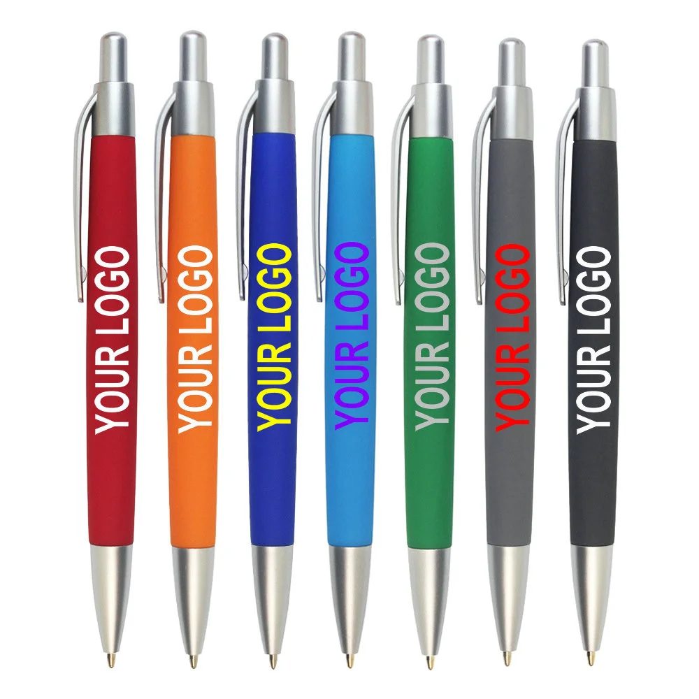 rubber body pen with silver trims