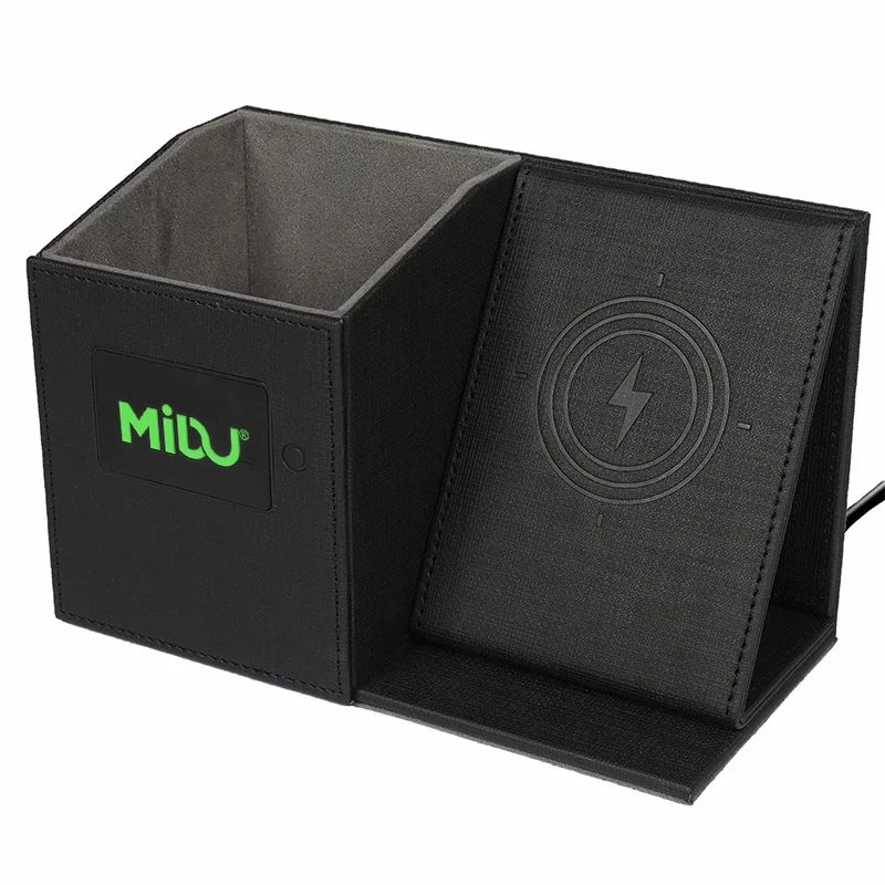 LED logo Pen Holder with Wireless Charger